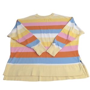 Crown & Ivy pullover sweatshirt, bold colorful stripes, oversized medium